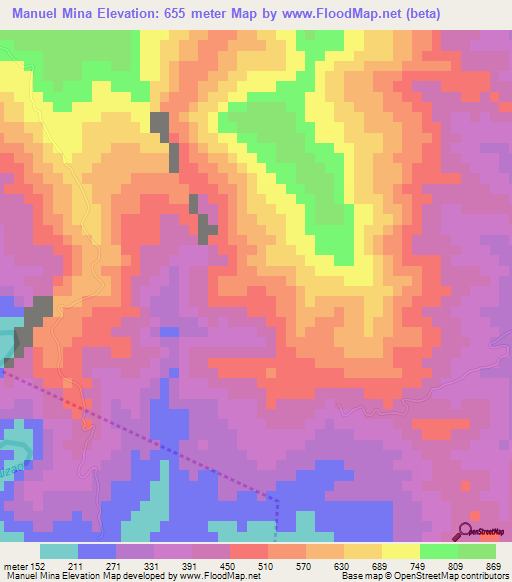 Manuel Mina,Dominican Republic Elevation Map