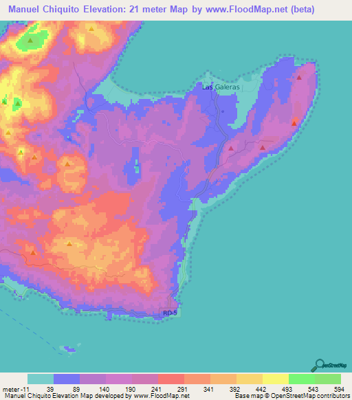 Manuel Chiquito,Dominican Republic Elevation Map