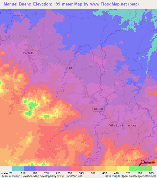 Manuel Bueno,Dominican Republic Elevation Map