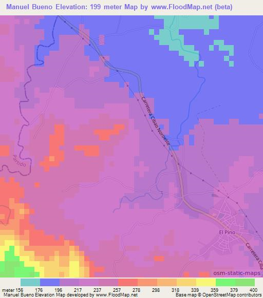 Manuel Bueno,Dominican Republic Elevation Map