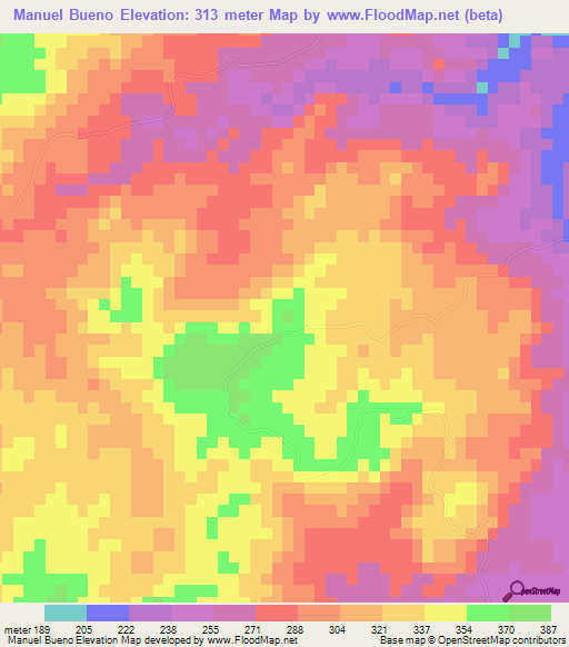 Manuel Bueno,Dominican Republic Elevation Map