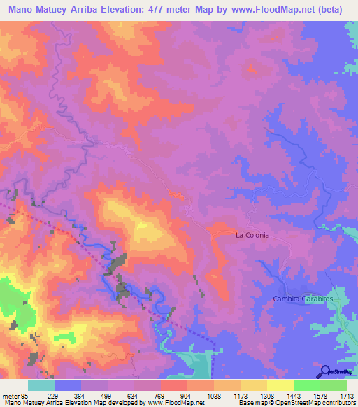 Mano Matuey Arriba,Dominican Republic Elevation Map