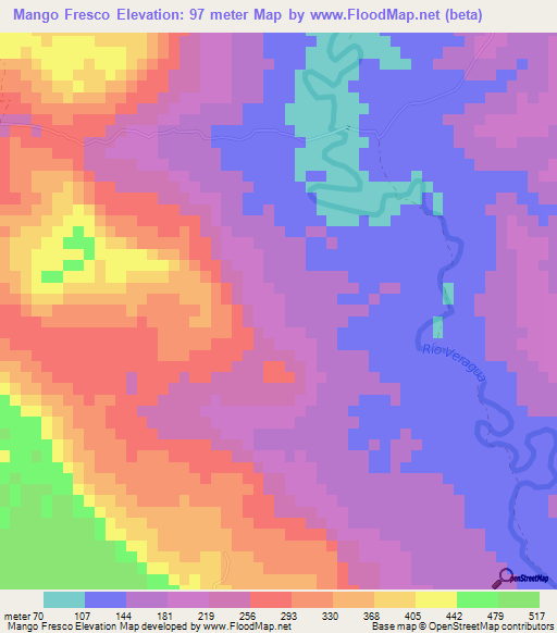 Mango Fresco,Dominican Republic Elevation Map