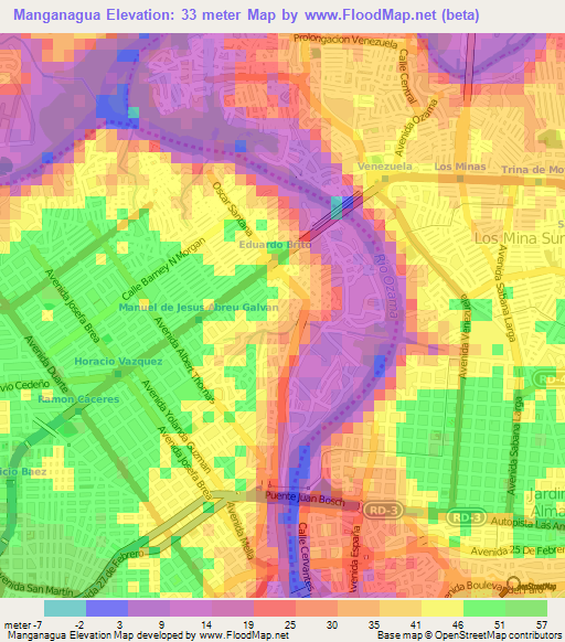 Manganagua,Dominican Republic Elevation Map