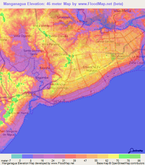 Manganagua,Dominican Republic Elevation Map