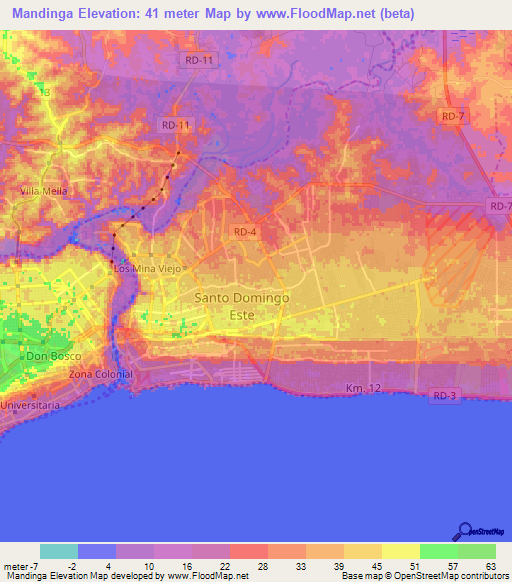 Mandinga,Dominican Republic Elevation Map