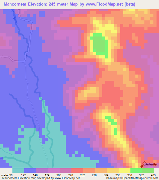 Mancorneta,Dominican Republic Elevation Map