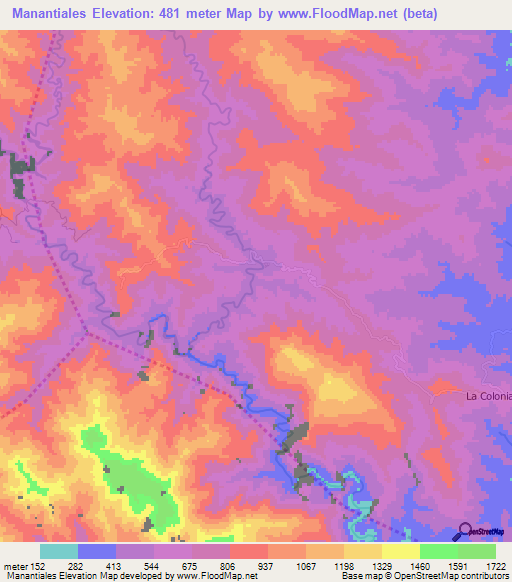 Manantiales,Dominican Republic Elevation Map