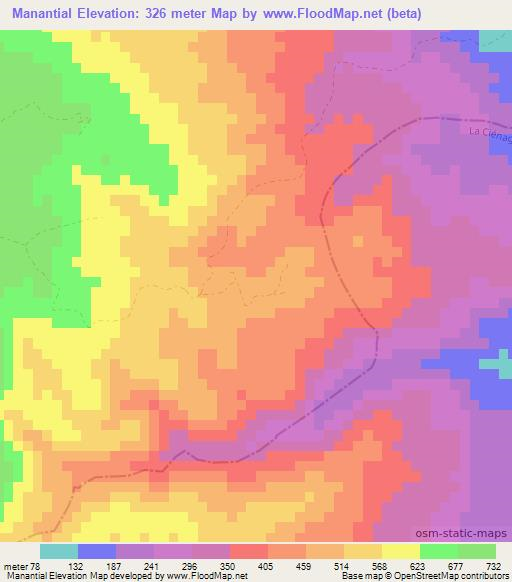 Manantial,Dominican Republic Elevation Map