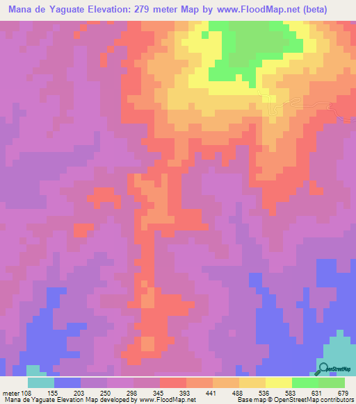 Mana de Yaguate,Dominican Republic Elevation Map