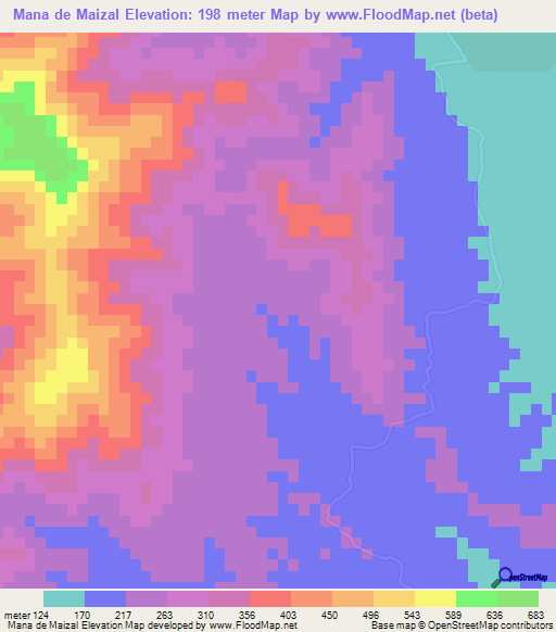 Mana de Maizal,Dominican Republic Elevation Map