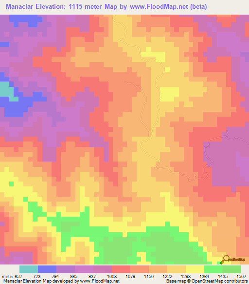 Manaclar,Dominican Republic Elevation Map