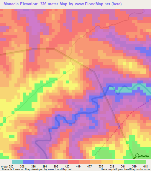 Manacla,Dominican Republic Elevation Map