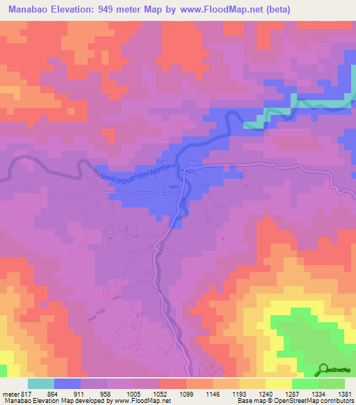 Manabao,Dominican Republic Elevation Map