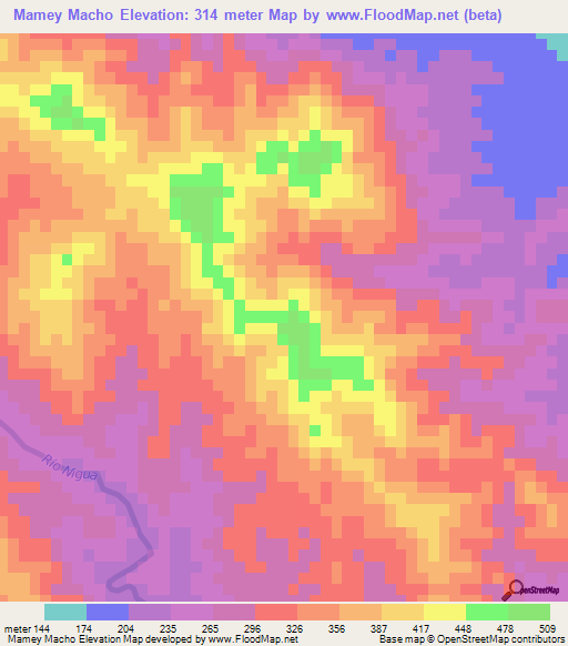 Mamey Macho,Dominican Republic Elevation Map