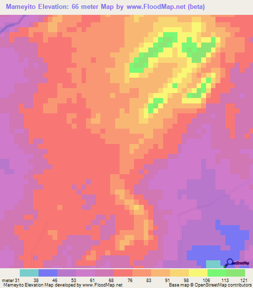 Mameyito,Dominican Republic Elevation Map