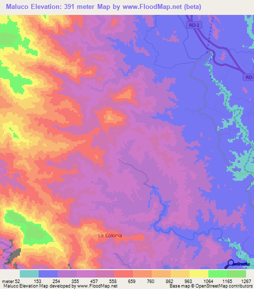 Maluco,Dominican Republic Elevation Map