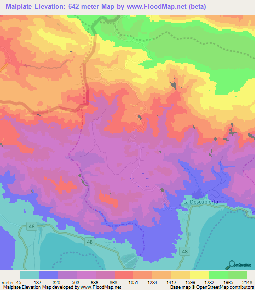 Malplate,Dominican Republic Elevation Map