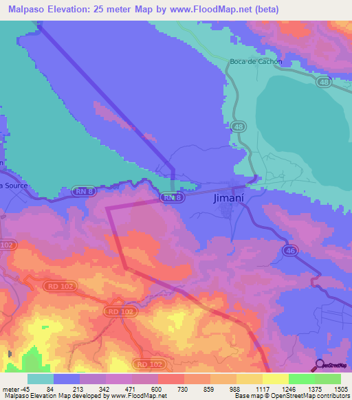 Malpaso,Dominican Republic Elevation Map