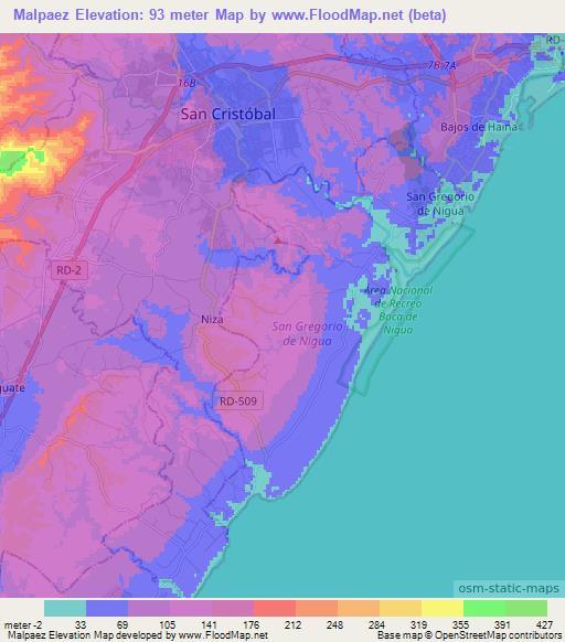 Malpaez,Dominican Republic Elevation Map