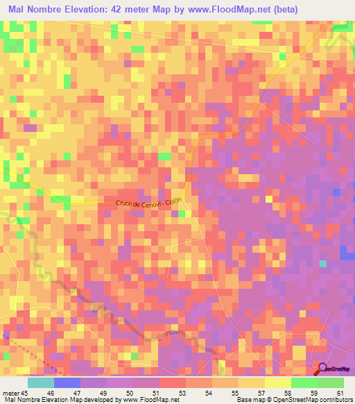 Mal Nombre,Dominican Republic Elevation Map