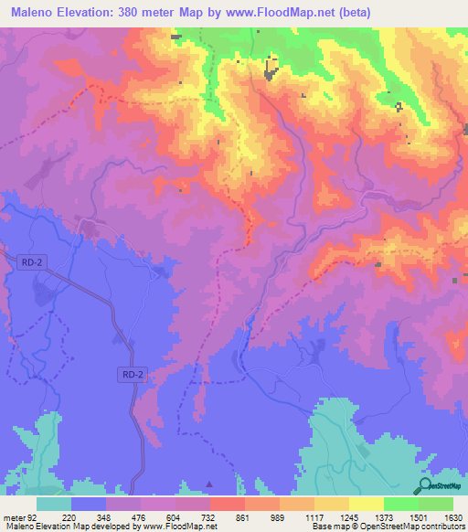 Maleno,Dominican Republic Elevation Map