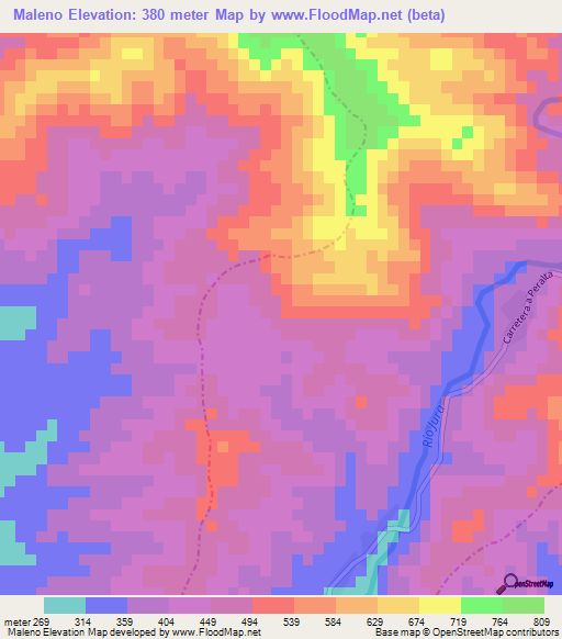 Maleno,Dominican Republic Elevation Map