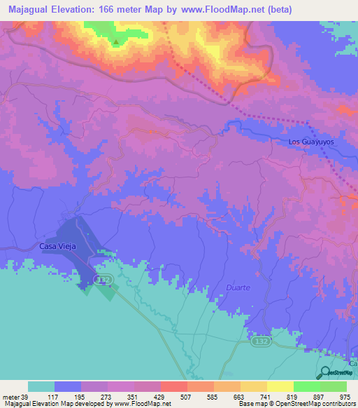 Majagual,Dominican Republic Elevation Map