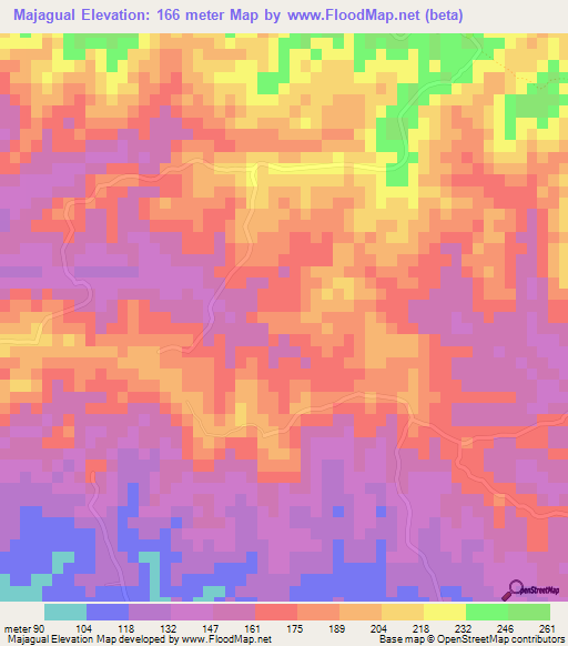 Majagual,Dominican Republic Elevation Map