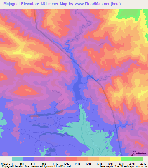 Majagual,Dominican Republic Elevation Map