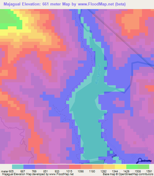 Majagual,Dominican Republic Elevation Map