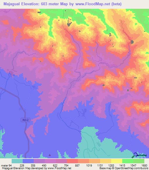 Majagual,Dominican Republic Elevation Map