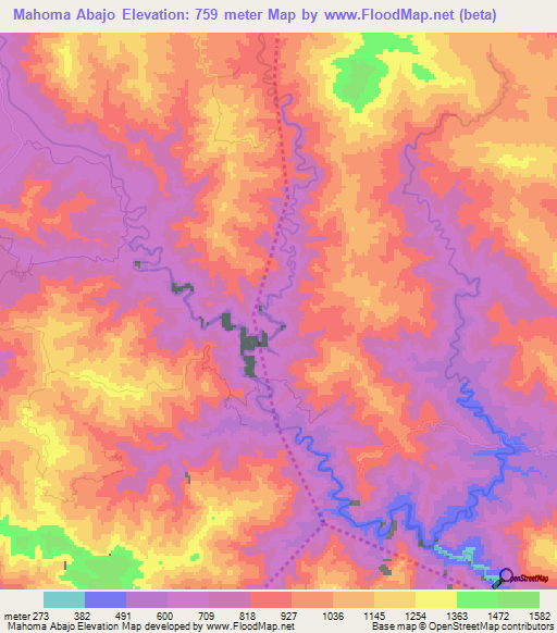 Mahoma Abajo,Dominican Republic Elevation Map