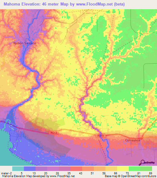 Mahoma,Dominican Republic Elevation Map