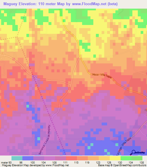 Maguey,Dominican Republic Elevation Map