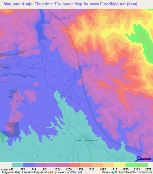 Maguana Abajo,Dominican Republic Elevation Map