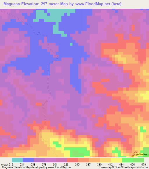 Maguana,Dominican Republic Elevation Map