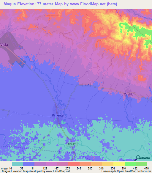 Magua,Dominican Republic Elevation Map