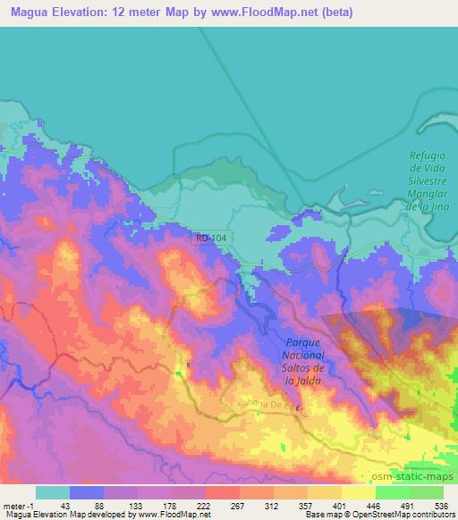 Magua,Dominican Republic Elevation Map