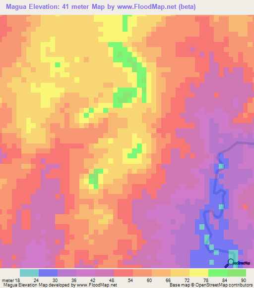 Magua,Dominican Republic Elevation Map