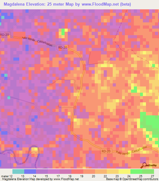 Magdalena,Dominican Republic Elevation Map