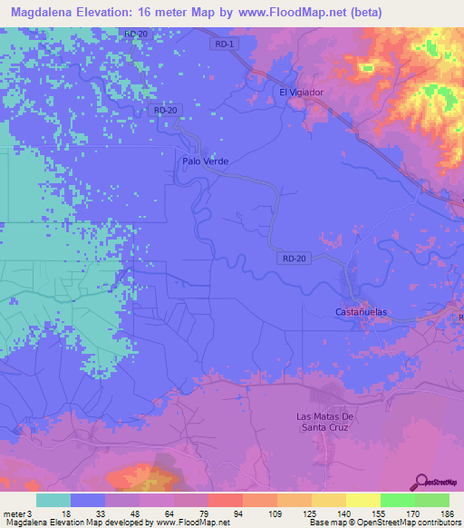 Magdalena,Dominican Republic Elevation Map