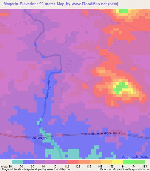 Magarin,Dominican Republic Elevation Map