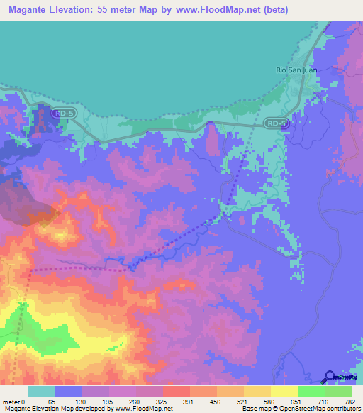 Magante,Dominican Republic Elevation Map