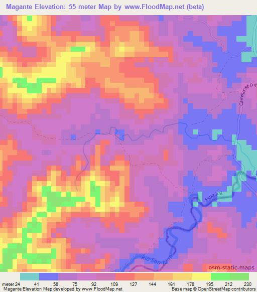 Magante,Dominican Republic Elevation Map