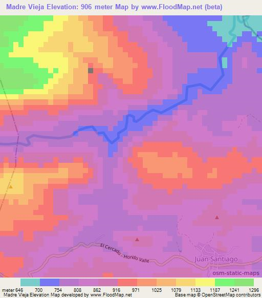 Madre Vieja,Dominican Republic Elevation Map