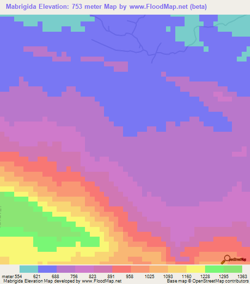 Mabrigida,Dominican Republic Elevation Map