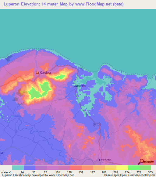 Luperon,Dominican Republic Elevation Map