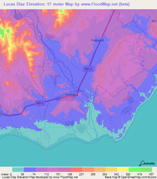 Lucas Diaz,Dominican Republic Elevation Map