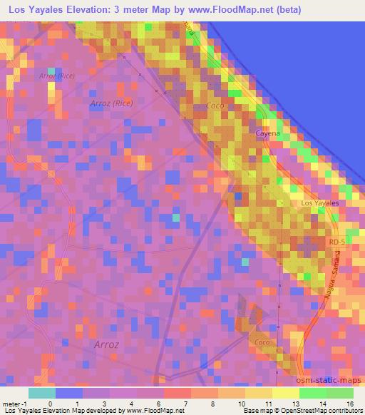 Los Yayales,Dominican Republic Elevation Map